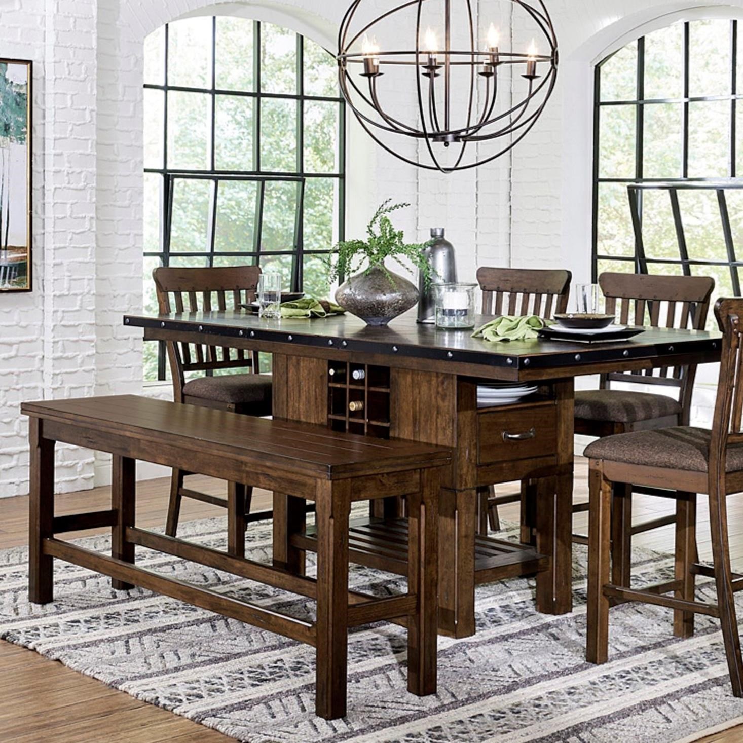 Counter height table sales set with bench